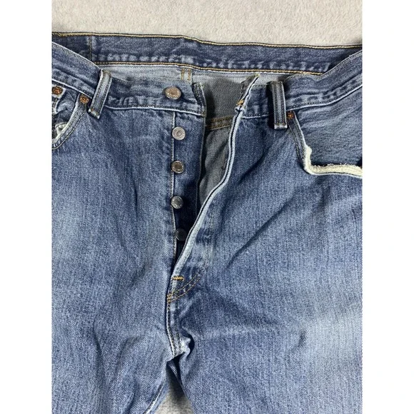 Levi's Men's 501 36x34 Original Straight Fit Button Fly Distressed Jeans - Picture 2 of 11